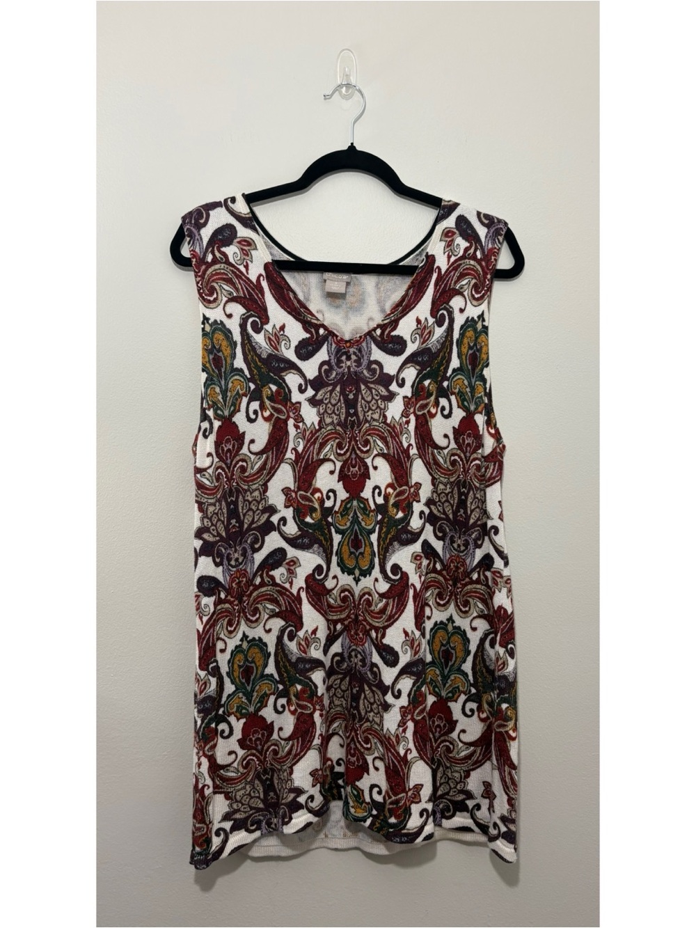 Chico’s paisley print knit sleeveless tunic tank top (3/XL)
